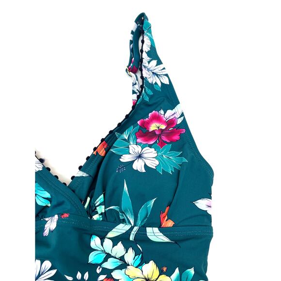Tommy Bahama Green Floral Springs Caledon Sea Wrap Tankini Swim Top XS NEW - Picture 3 of 5
